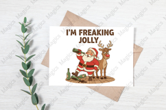 Funny Drunk Santa and Reindeer Png Product Image 3