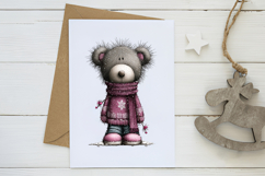 Christmas Teddy Bear Blue Clipart Product Image 3