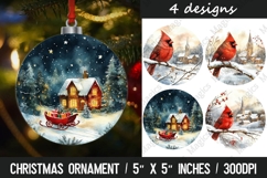 Christmas round ornaments sublimation design Product Image 1