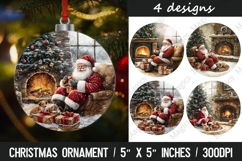 Christmas round ornaments sublimation design Product Image 1