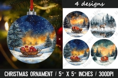 Christmas round ornaments sublimation design Product Image 1