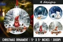 Christmas Ornament Sublimation Bundle, Round Ornament Png Product Image 4