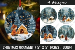 Christmas round ornaments sublimation design Product Image 1