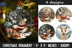 Christmas round ornaments sublimation design Product Image 1
