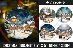 Christmas round ornaments sublimation design Product Image 1