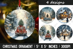 Christmas round ornaments sublimation design Product Image 1