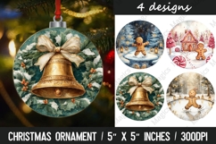 Christmas round ornaments sublimation design Product Image 1