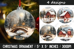 Christmas round ornaments sublimation design Product Image 1