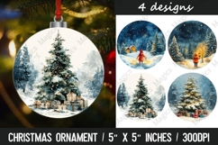 Christmas round ornaments sublimation design Product Image 1