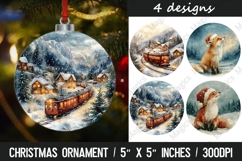 Christmas round ornaments sublimation design Product Image 1