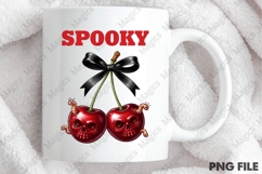 Spooky Skull Cherry Bow Halloween PNG Product Image 3
