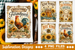 Vintage Farmhouse Kitchen Towel Sublimation PNG Product Image 4