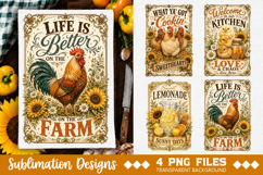 Vintage Farmhouse Kitchen Towel Sublimation PNG Product Image 4