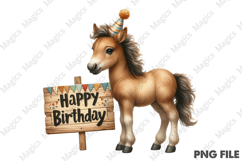 Little Horse Birthday PNG, Birthday Sublimation Design Product Image 1