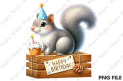 Birthday Squirrel Cute PNG, Birthday Sublimation Design Product Image 1
