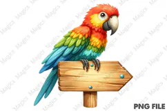 Colorful Parrot Sign PNG, Birthday Sublimation Design Product Image 1