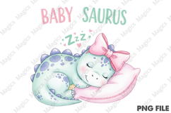 Sleeping Baby Dinosaur Illustration Product Image 1