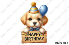 Happy Birthday Puppy Graphic, Birthday Sublimation Design Product Image 1