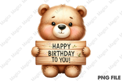 Cute Bear Birthday Sublimation, Birthday Sublimation Design Product Image 1