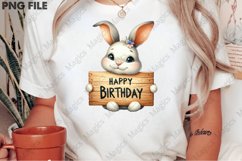 Happy Birthday Bunny Design, Birthday Sublimation Design Product Image 2