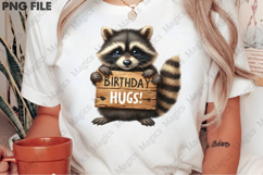 Birthday Hugs Raccoon Design, Birthday Sublimation Design Product Image 2
