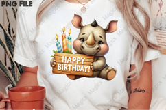 Cute Rhino Birthday Sublimation, Birthday Sublimation Design Product Image 2