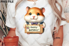 Happy Birthday Hamster PNG, Birthday Sublimation Design Product Image 2