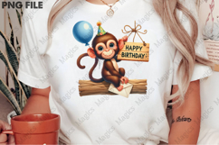 Birthday Monkey Graphic, Birthday Sublimation Design Product Image 2