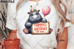 Cute Hippo B-day Sublimation, Birthday Sublimation Design Product Image 2