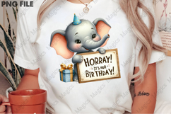 Elephant Birthday Gift Clipart, Birthday Sublimation Design Product Image 2