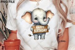 Happy Birthday Elephant Sublimation, Birthday Sublimation Product Image 2