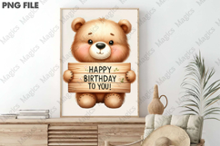 Cute Bear Birthday Sublimation, Birthday Sublimation Design Product Image 3