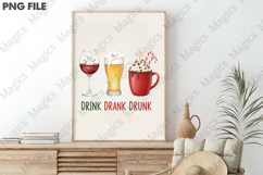 Vintage Christmas Coffee Cup PNG Product Image 3