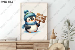Happy Birthday Penguin Design, Birthday Sublimation Design Product Image 3