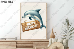 Adorable Dolphin Birthday PNG Product Image 3