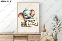 Elephant Birthday Gift Clipart, Birthday Sublimation Design Product Image 3