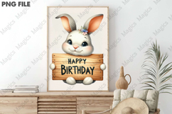 Happy Birthday Bunny Design, Birthday Sublimation Design Product Image 3