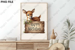 Deer Birthday Sign Clipart, Birthday Sublimation Design Product Image 3