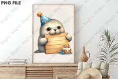 Cute Seal Birthday Sublimation, Birthday Sublimation Design Product Image 3