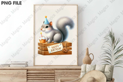 Birthday Squirrel Cute PNG, Birthday Sublimation Design Product Image 3
