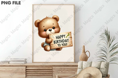 Bear Birthday Sign Sublimation, Birthday Sublimation Design Product Image 3