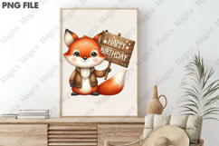 Happy Birthday Fox Design, Birthday Sublimation Design Product Image 3