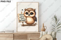 Birthday Owl T-Shirt Print, Birthday Sublimation Design Product Image 3