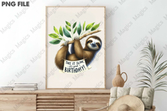 Sloth Birthday T-Shirt Art, Birthday Sublimation Design Product Image 3