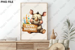 Cute Rhino Birthday Sublimation, Birthday Sublimation Design Product Image 3