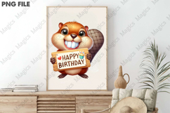 Adorable Beaver Birthday PNG Product Image 3