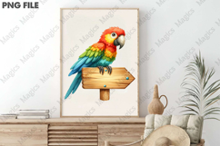 Colorful Parrot Sign PNG, Birthday Sublimation Design Product Image 3