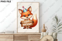 Adorable Fox Birthday Art Sublimation Product Image 3