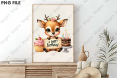 Sweet Deer Birthday Design, Birthday Sublimation Design Product Image 3