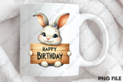 Happy Birthday Bunny Design, Birthday Sublimation Design Product Image 4